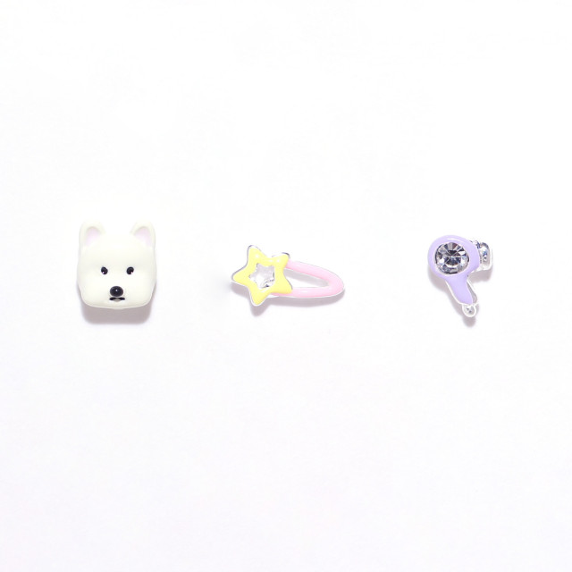 白柴髮夾 • 鋼針耳環